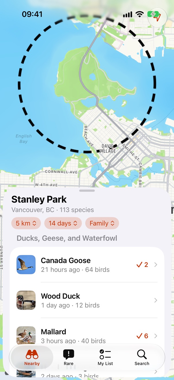 Nearby with no list running: no accessory